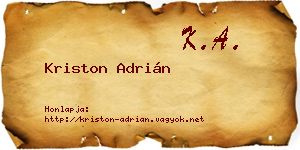 Kriston Adrián névjegykártya