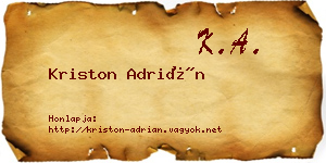 Kriston Adrián névjegykártya